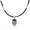 Silver Multicolor Inlay Native American Village Design Necklace Set AX94876